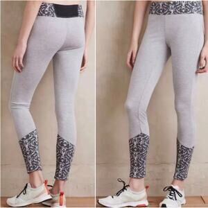 Anthropologie Pure Good Gray Jacquard Womans Small Embroidery Damask Leggings